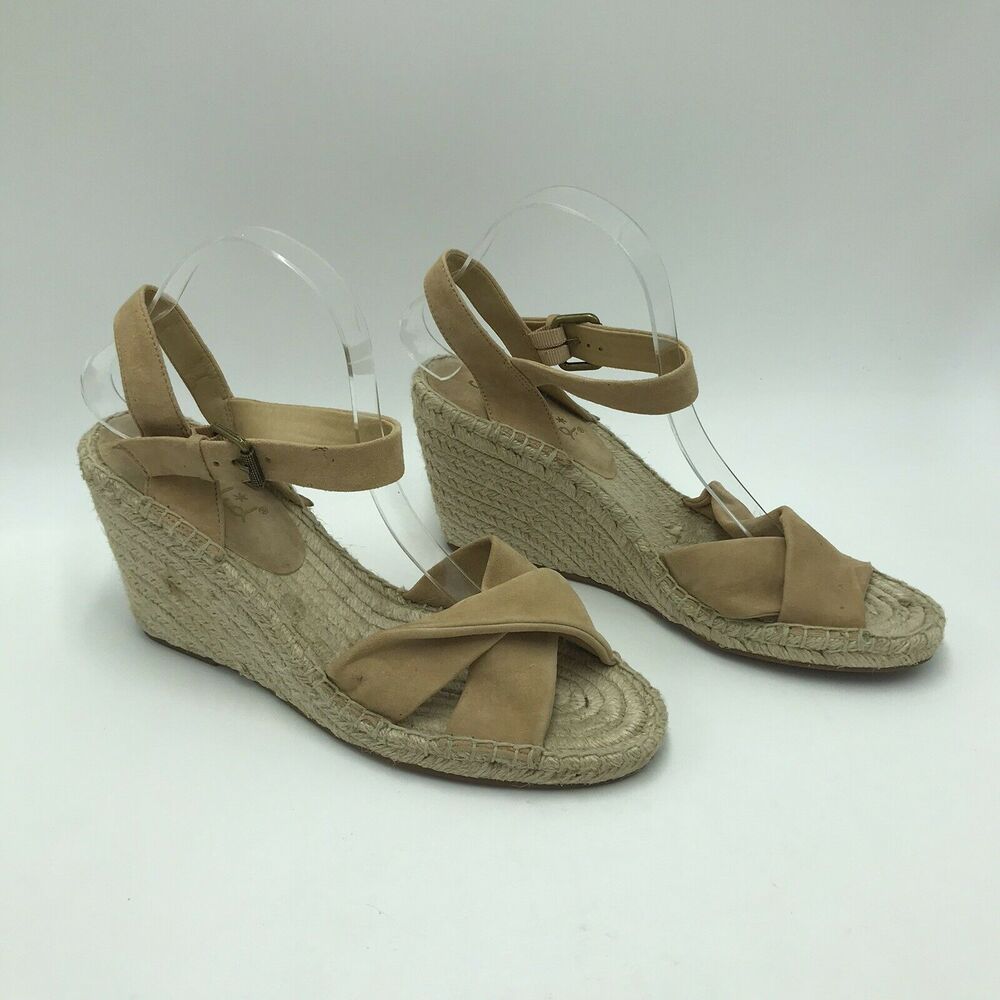 Splendid Women's 11 Fairfox Espadrilles Wedge Sandals Brown Leather Strappy